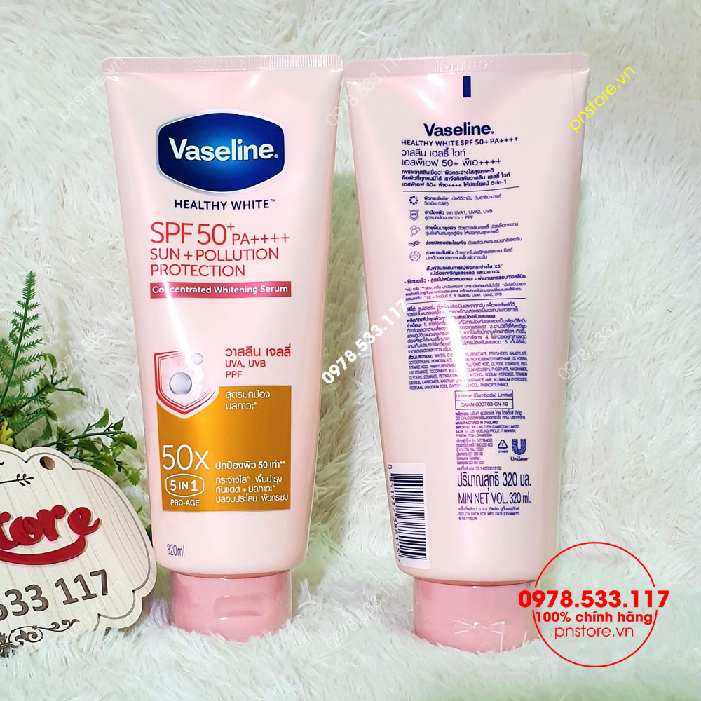 Dưỡng thể trắng da Vaseline 50x SPF 50++ 5 in 1 chính hãng (Thái Lan)