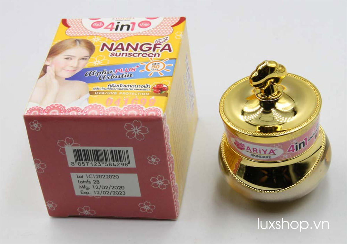 Kem Nangfa Sunscreen SPF 50 PA+++ chống nắng và dưỡng trắng da 4 in 1 chính hãng (Thái Lan)