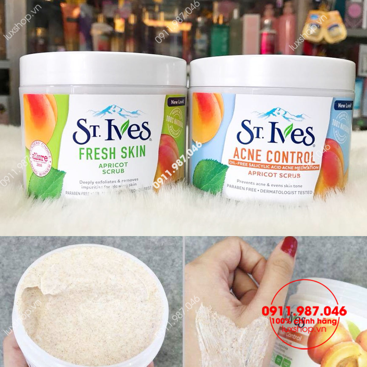 Kem tẩy tế bào chết St.Ives Blemish Control Apricot Acrub & St.Ives Fresh Skin Apricot Scrub 283g chính hãng (Mỹ) - PN60423