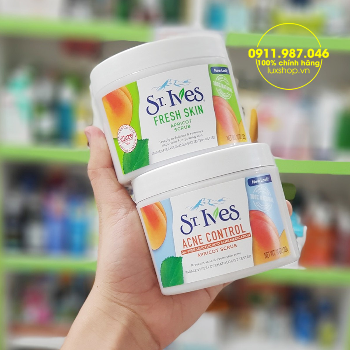 Kem tẩy tế bào chết St.Ives Blemish Control Apricot Acrub & St.Ives Fresh Skin Apricot Scrub 283g chính hãng (Mỹ) - PN60423