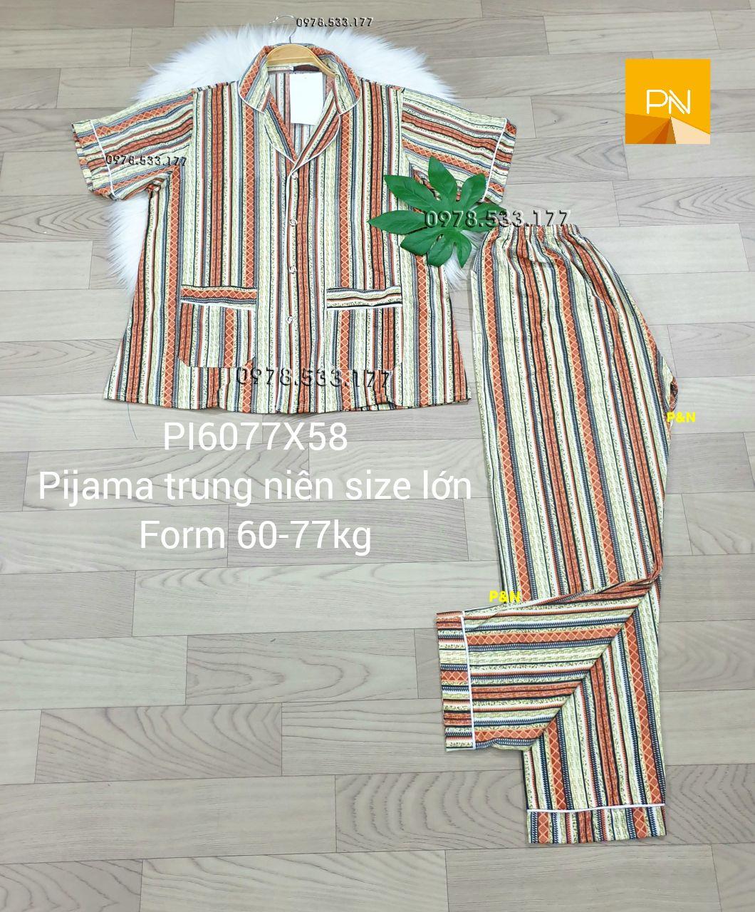 [60-77kg] Đồ bộ trung niên Pijama size lớn đẹp cao cấp - PI6077X58