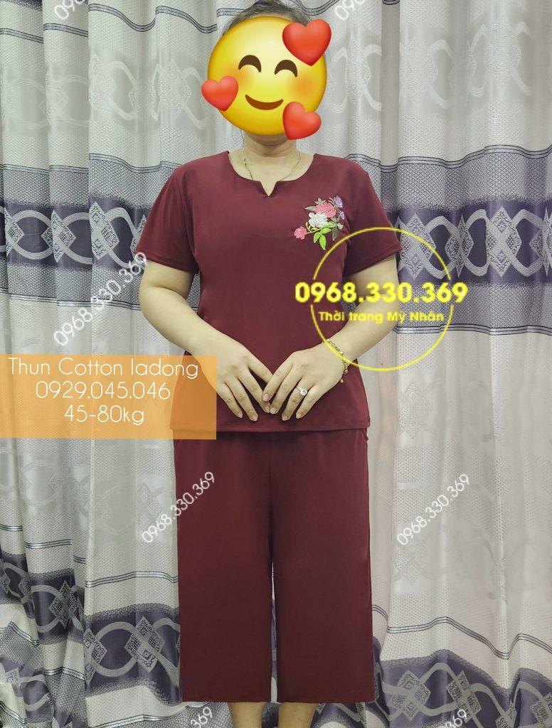 [45-80kg] Bộ trung niên thun cotton ladong cao cấp quần lửng rộng mặc nhà cho người lớn tuổi - PN734