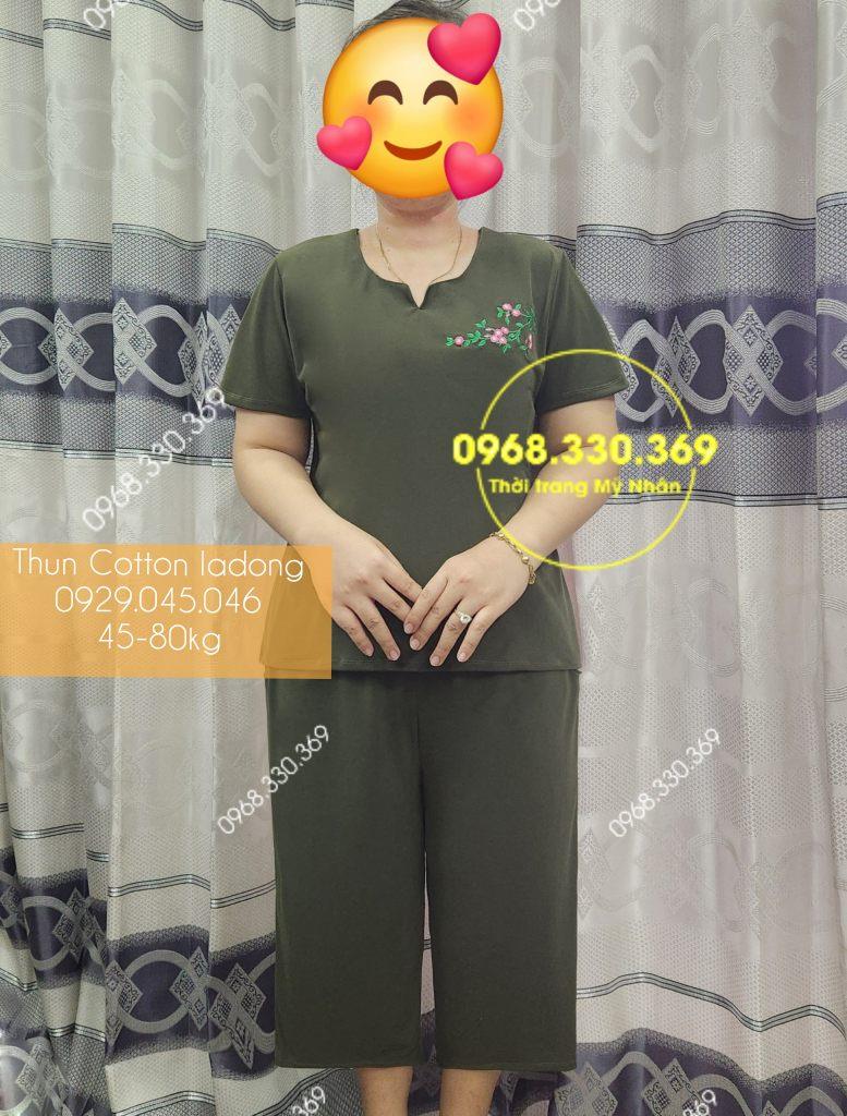 [45-80kg] Bộ trung niên thun cotton ladong cao cấp quần lửng rộng mặc nhà cho người lớn tuổi - PN734