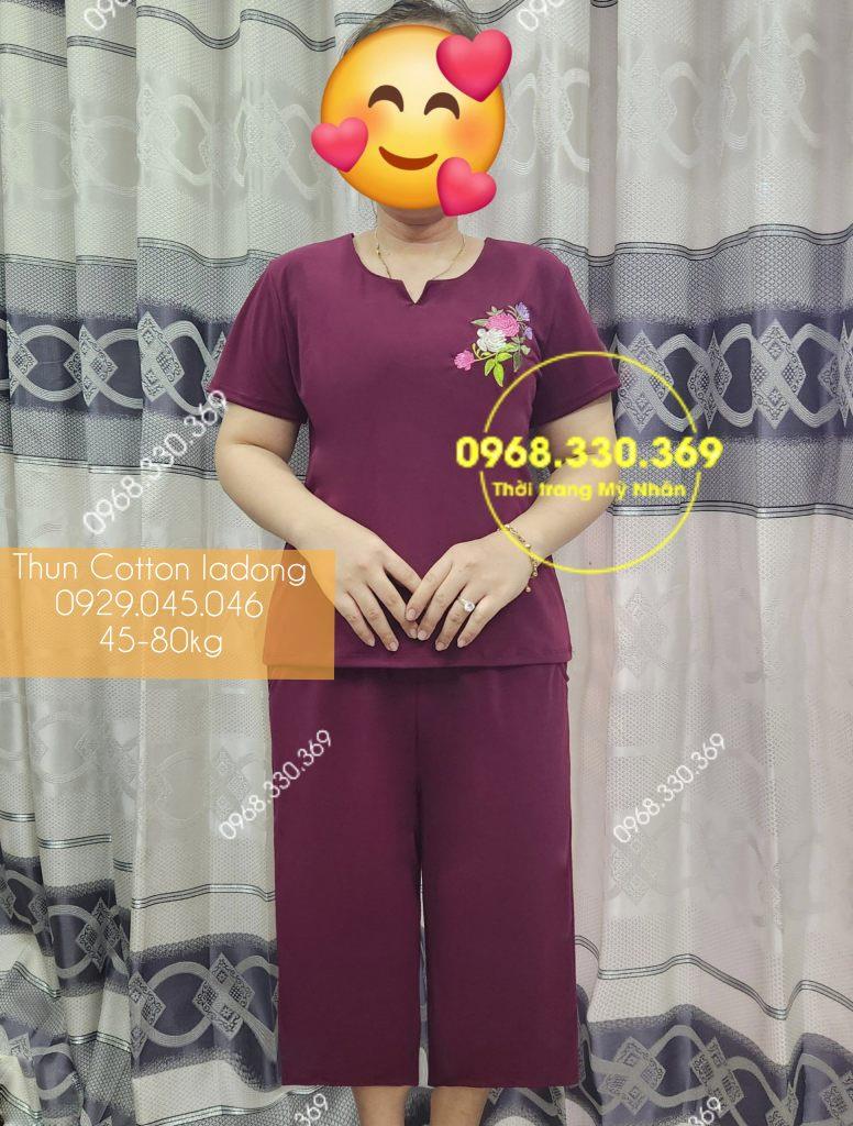 [45-80kg] Bộ trung niên thun cotton ladong cao cấp quần lửng rộng mặc nhà cho người lớn tuổi - PN734