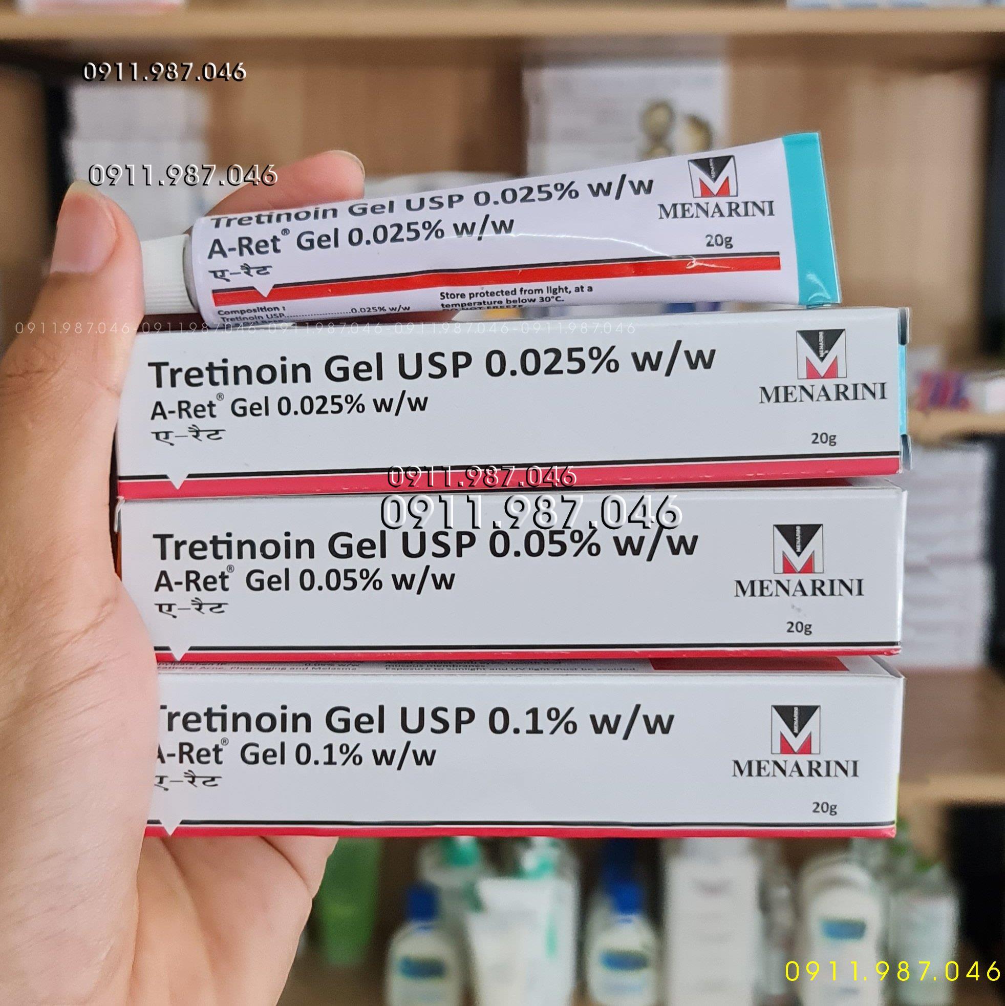 Trị mụn trẻ hóa da Tretinoin USP Aret 0.05% và 0.1% Menarini chính hãng Ấn Độ - PN99866