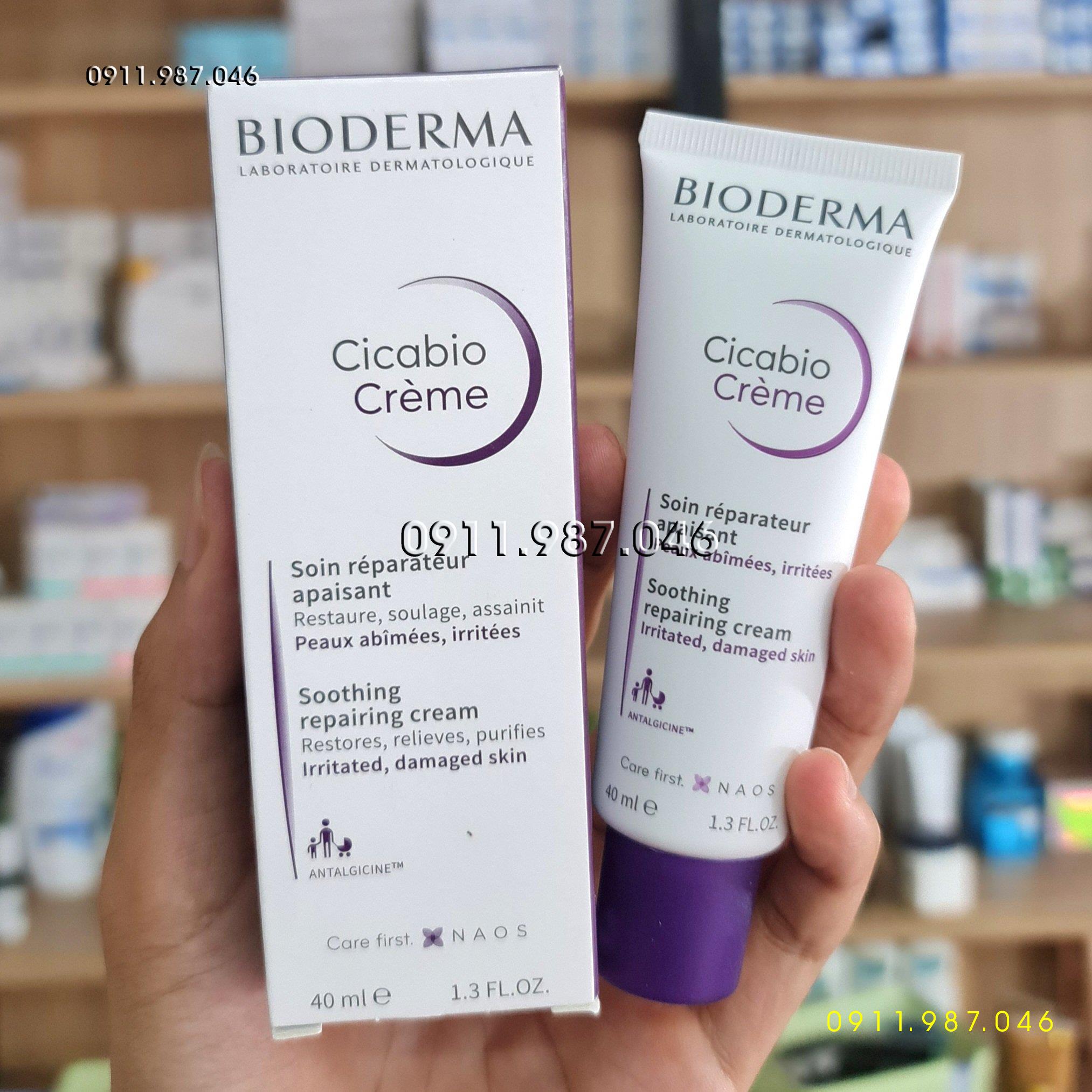 Kem dưỡng ẩm phục hồi Bioderma Cica Cicabio Creme 40ml chính hãng (Tím) - PN100176