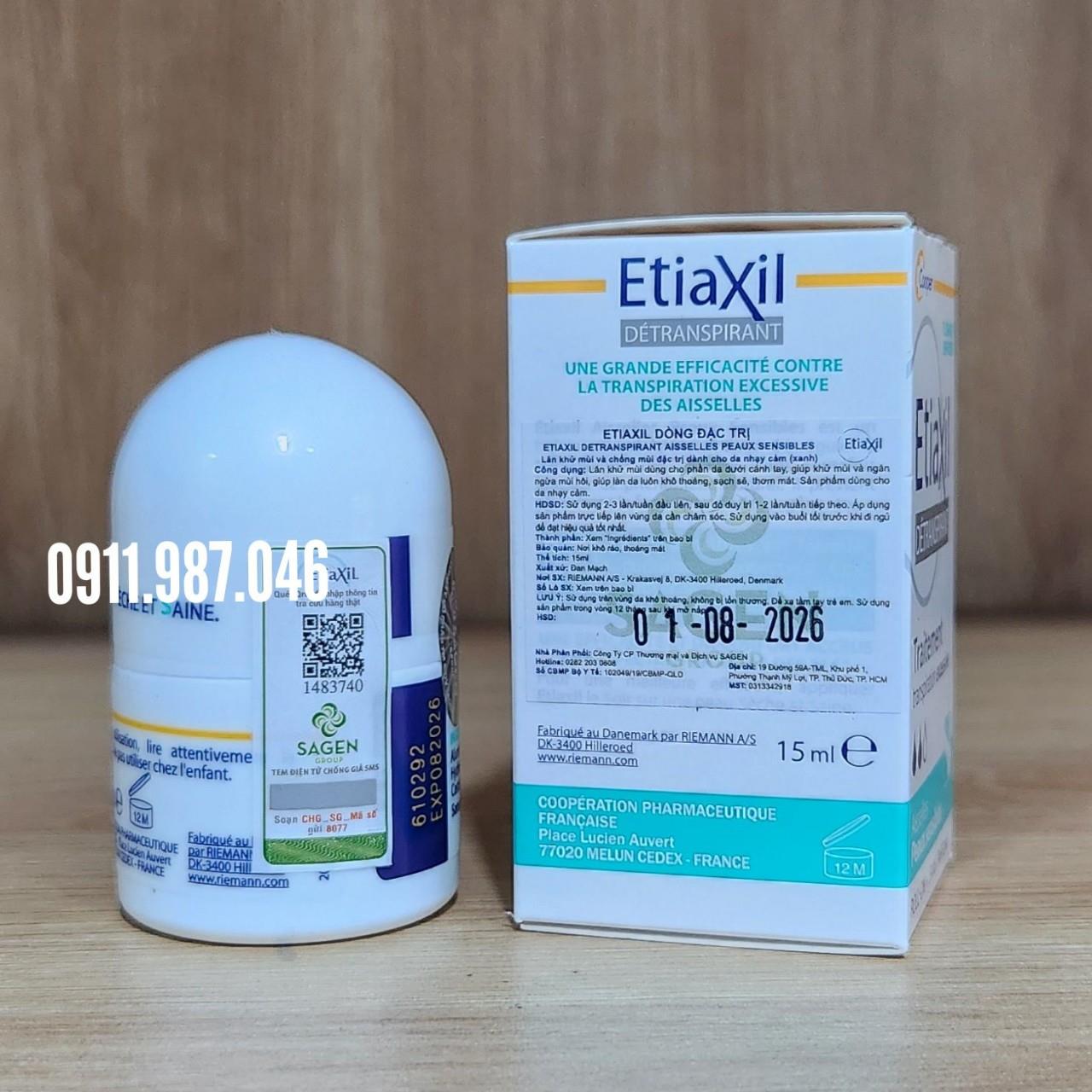 [Xanh - da nhạy cảm] Lăn khử mùi nữ Etiaxil chính hãng Pháp - PN100108