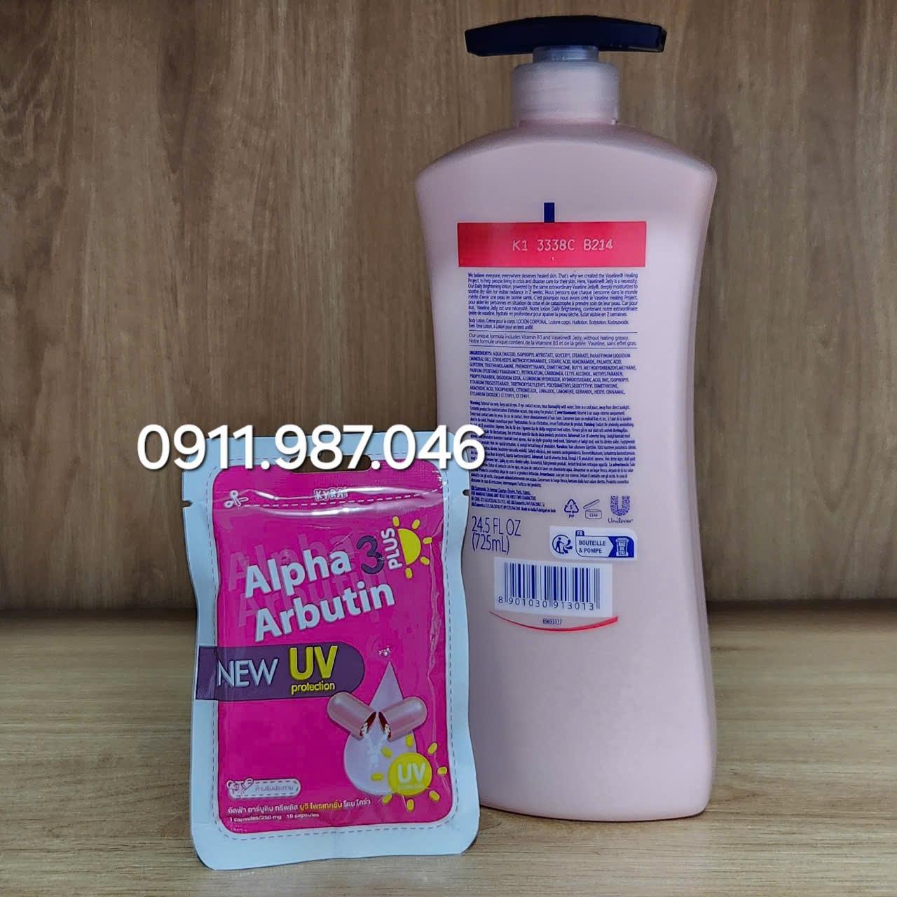 Set Vaseline dưỡng thể Body + Vỉ Alpha Arbutin chính hãng (Thái Lan) - PN71011