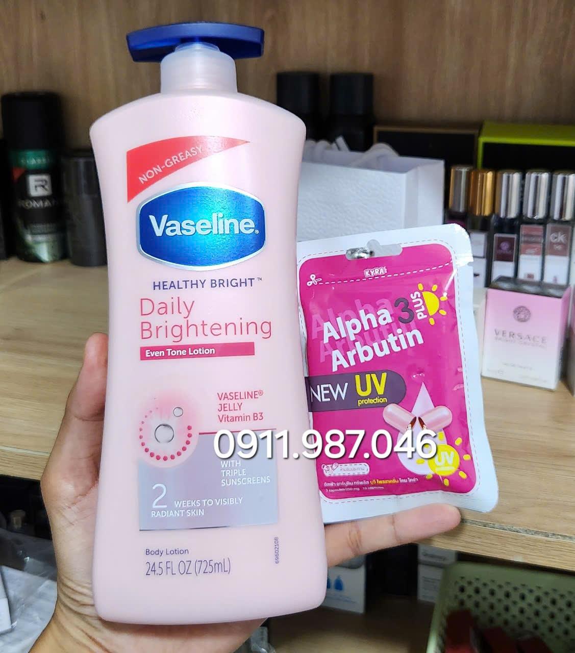 Set Vaseline dưỡng thể Body + Vỉ Alpha Arbutin chính hãng (Thái Lan) - PN71011