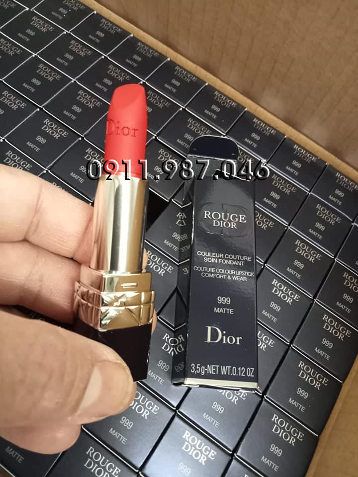Son môi Dior 999 Matte 3.5g màu đỏ tươi chính hãng Pháp (Vỏ đen) - PN158419