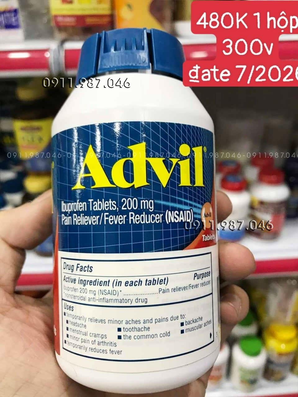 [Mới 300v - 7/2026] Viên uống giảm đau hạ sốt Advil 200mg của Mỹ chính hãng - PN158489