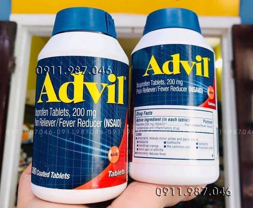 [Mới 300v - 7/2026] Viên uống giảm đau hạ sốt Advil 200mg của Mỹ chính hãng - PN158489